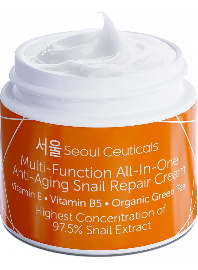 SeoulCeuticals Korean Skin Care Snail Mucin Moisturizer Cream - K Beauty Skincare Day & Night 97.5% Snail Repair Cream Filtrate 2oz