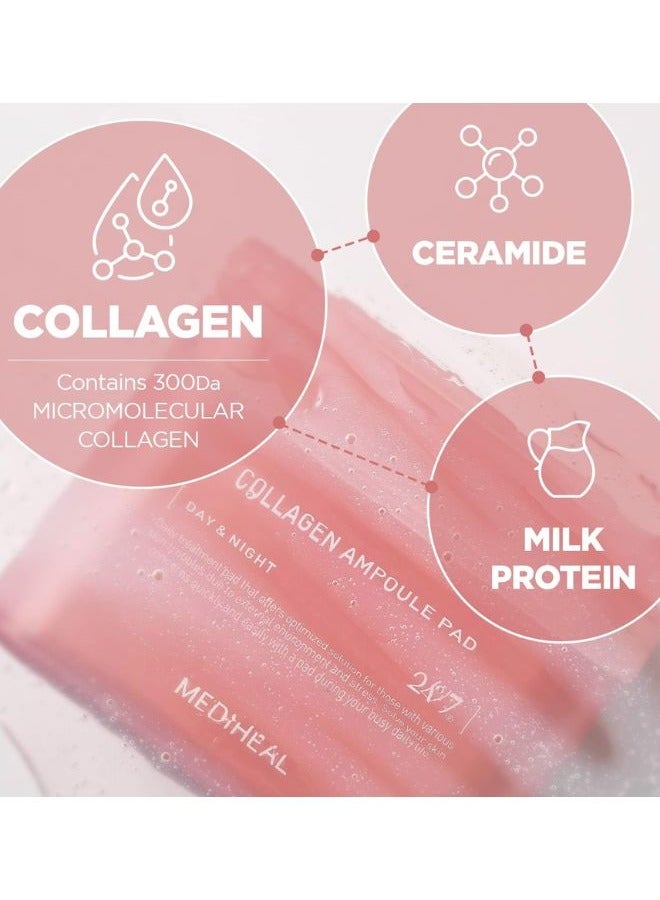 Collagen Ampoule Pad (100 Pads), Collagen & Ceramide, Skin Firming & Restore Elasticity, Tighten Wrinkles & Lines