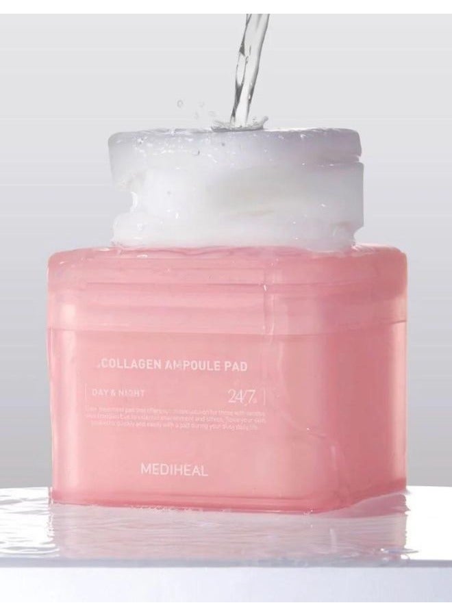 Collagen Ampoule Pad (100 Pads), Collagen & Ceramide, Skin Firming & Restore Elasticity, Tighten Wrinkles & Lines