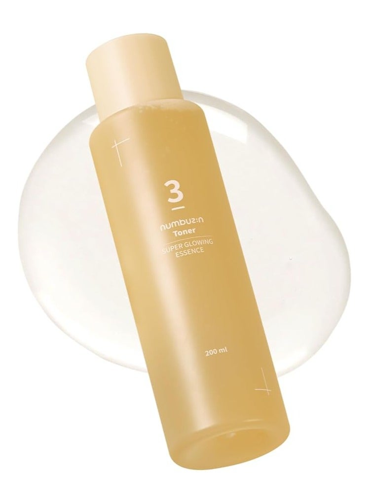 numbuzin No.3 Super Glowing Essence Toner | Fermented Ingredients, Niacinamide, Galactomyces, glowy skin radiance | Korean Skin Care for Face, 6.76 fl.oz