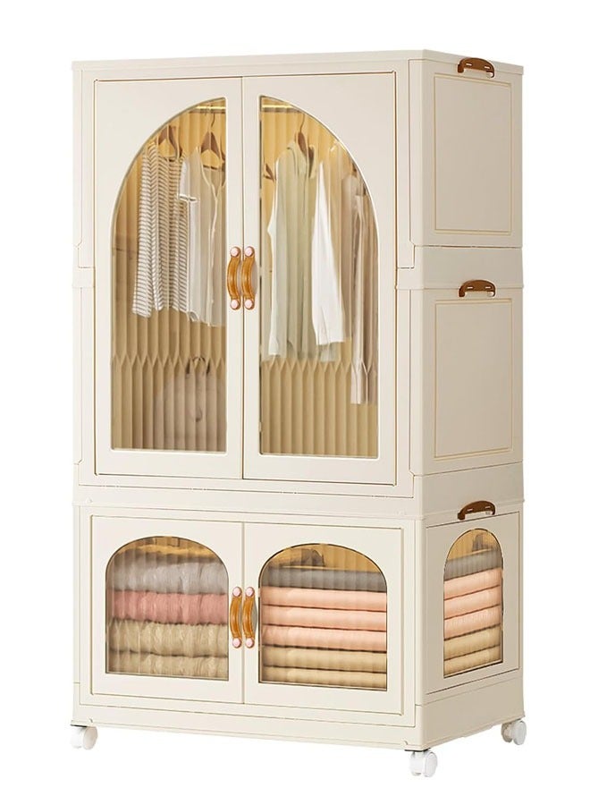 2 Layers Stylish Multi-Functional Storage Cabinet & Children's Wardrobe include 10 piece Cloth Hanger