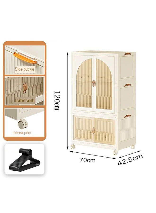 2 Layers Stylish Multi-Functional Storage Cabinet & Children's Wardrobe include 10 piece Cloth Hanger