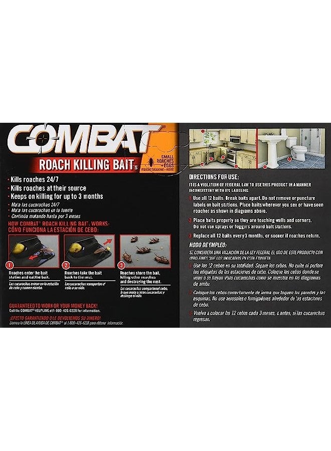 Combat Max Roach Killing Bait: Kills Roaches and Eggs, Insect Bait Station, Cockroach Killer, Long-lasting Roach Bait, Household Pest Management, Child Resistant - Pack of 12