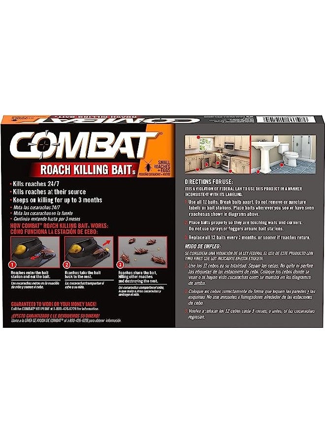 Combat Max Roach Killing Bait: Kills Roaches and Eggs, Insect Bait Station, Cockroach Killer, Long-lasting Roach Bait, Household Pest Management, Child Resistant - Pack of 12