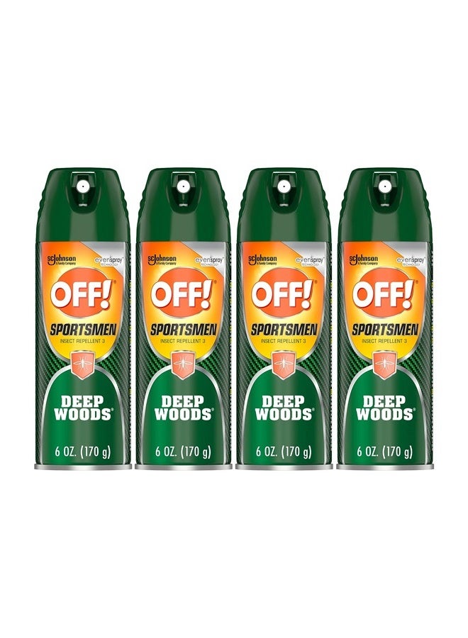 Deep Woods Sportsmen Insect Repellent Aerosol, Bug Spray Containing 30% Deet, Protects Against Mosquitoes, 6 Oz, 4 Count