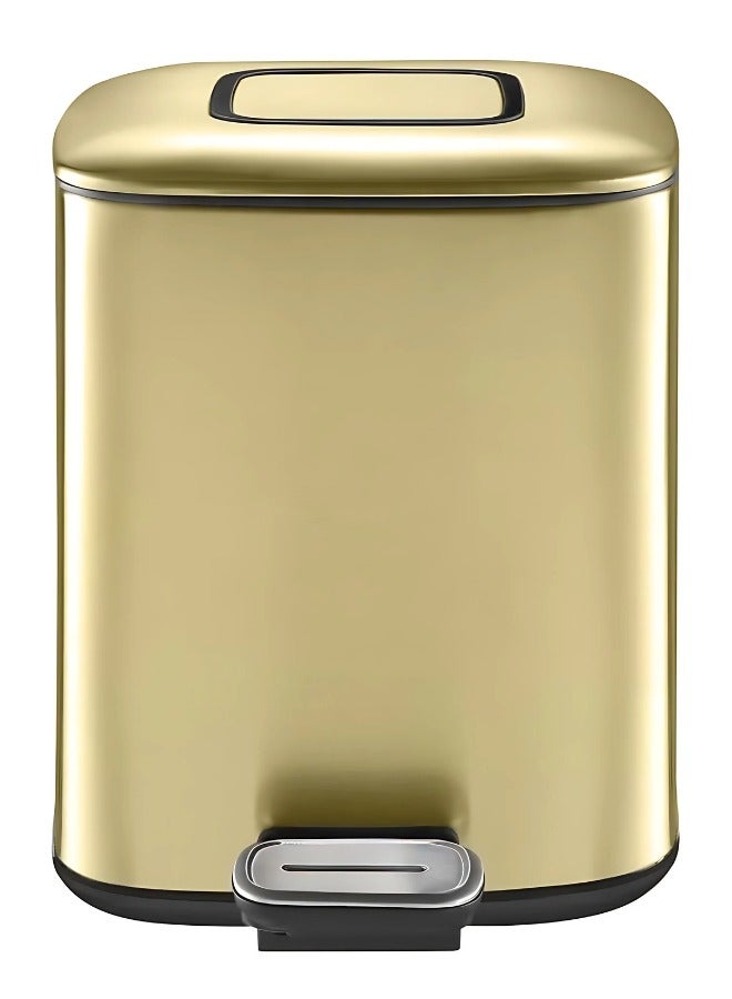 REGENT SERIES | Brushed Stainless Steel Finish | Soft-Closing | Fingerprint-Resistant | Pedal Trash & Garbage Bin, Champagne Gold, 9 Liters