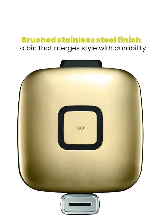 REGENT SERIES | Brushed Stainless Steel Finish | Soft-Closing | Fingerprint-Resistant | Pedal Trash & Garbage Bin, Champagne Gold, 9 Liters
