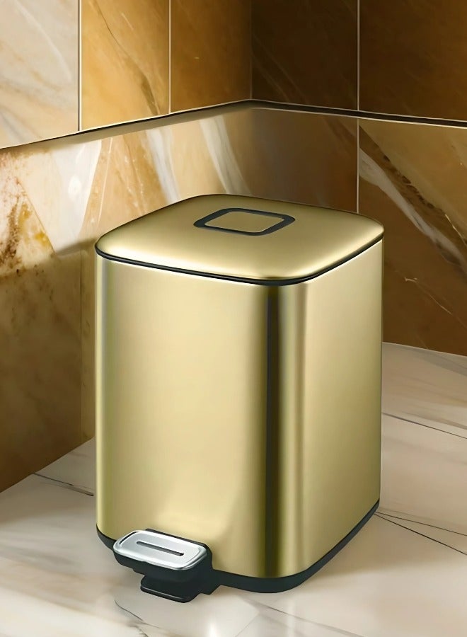 REGENT SERIES | Brushed Stainless Steel Finish | Soft-Closing | Fingerprint-Resistant | Pedal Trash & Garbage Bin, Champagne Gold, 9 Liters