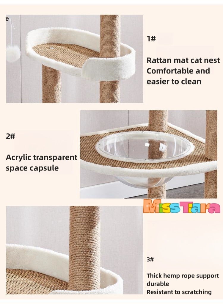 Multi-level Cat Tree for Indoor Cats Cat Tree House Tower Sisal Rope Scratching Post Pet Climber Scratcher with Hanging Toy for Adult Cat Kitten Indoor Play Sleeping 164cm