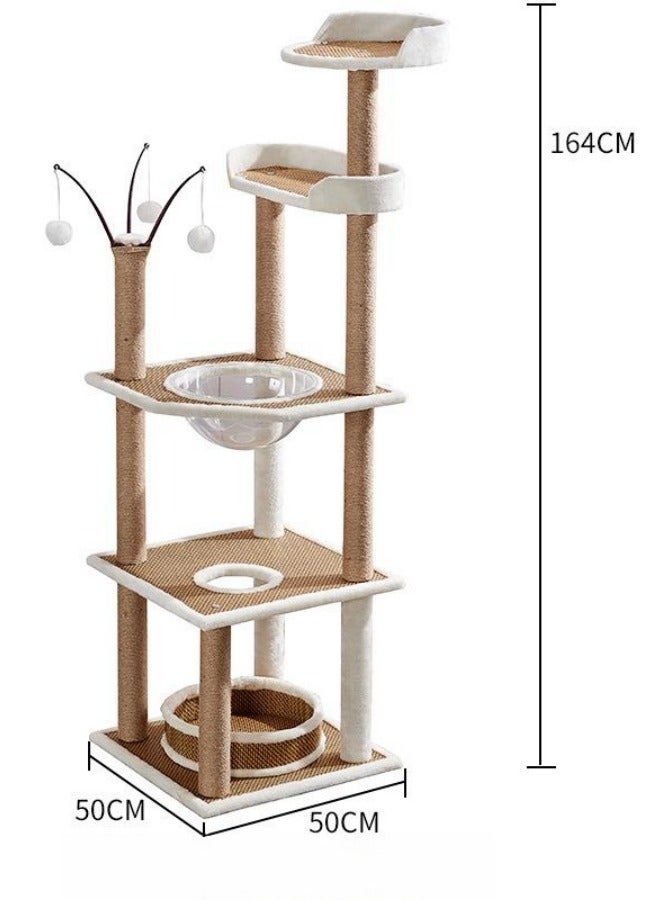 Multi-level Cat Tree for Indoor Cats Cat Tree House Tower Sisal Rope Scratching Post Pet Climber Scratcher with Hanging Toy for Adult Cat Kitten Indoor Play Sleeping 164cm