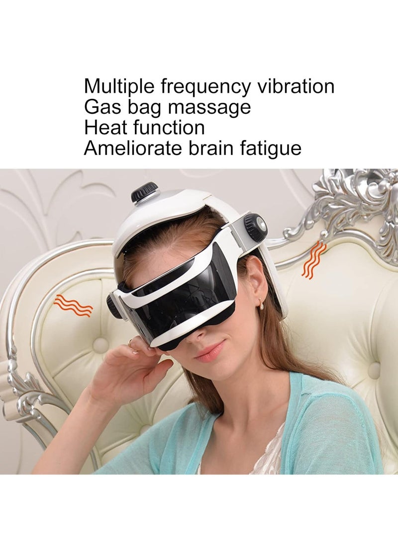 Electric Head Massager, Personal Pressure Vibration Eye Neck Helmet Massager Intelligent Pain Relief Relaxing Acupressure Massage Tool with Light Music