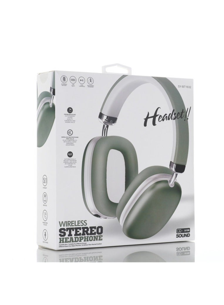 SY-BT1632 Wireless Headphone Gaming Headset Foldable Bluetooth Earphones Green
