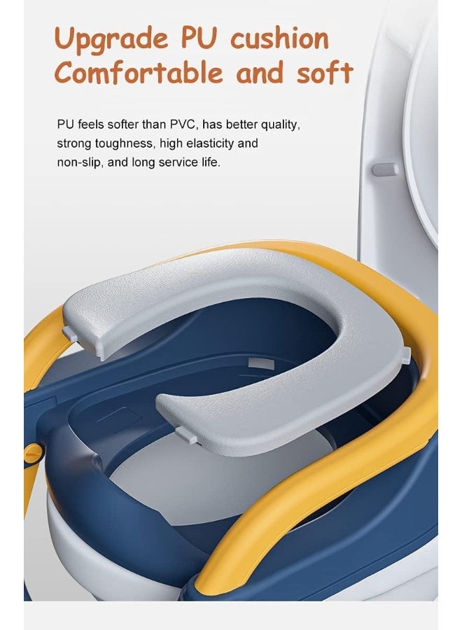 Somer Field - Potty Training Seat with Step Stool Ladder, Potty Training Toilet for Kids Boys Girls Toddlers-Comfortable Safe Potty Seat with Anti-Slip Pads Ladder - Blue & Yellow