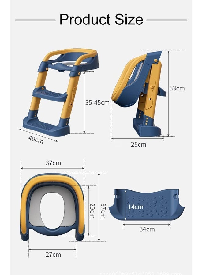 Somer Field - Potty Training Seat with Step Stool Ladder, Potty Training Toilet for Kids Boys Girls Toddlers-Comfortable Safe Potty Seat with Anti-Slip Pads Ladder - Blue & Yellow