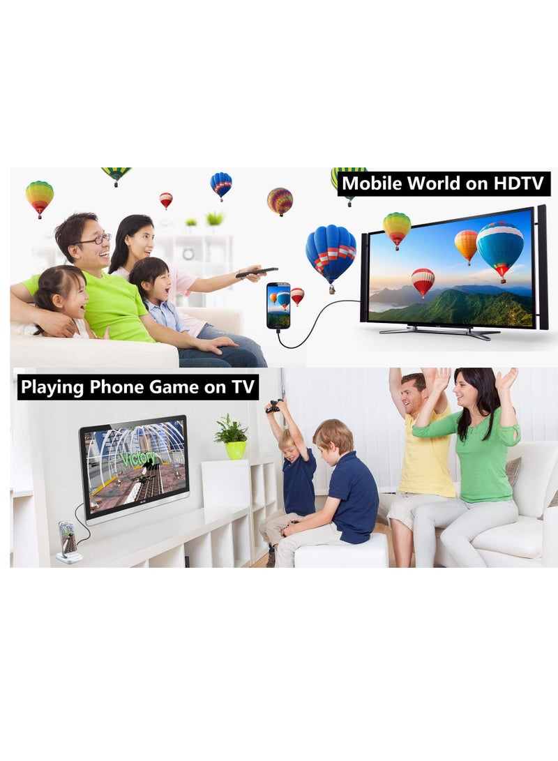 4K HDMI Adapter MHL Converter Cable for iPhone 15 Pro Max Samsung Galaxy USB Type C Android Phones to TV Projector Monitor