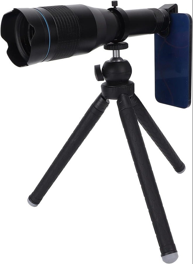 High Power 60X HD Telephoto Lens 650‑700mm Length External Zoom Lens with Phone Tripod for Smartphone Lens Attachment