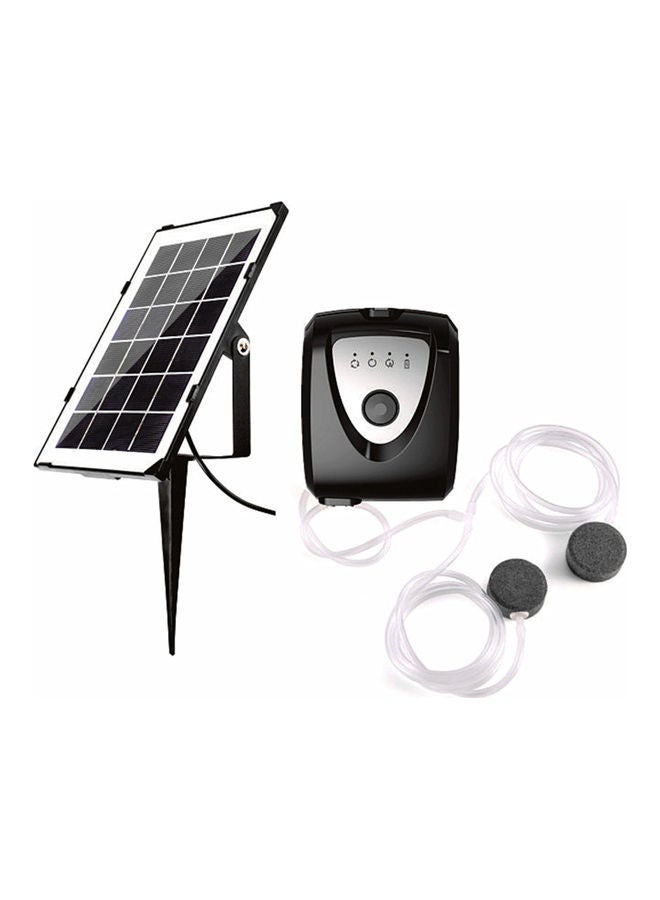 3.5W Solar Oxygenrator Air Pump with Dual Air Bubble Pipe For Outdoor Pond Black/Silver