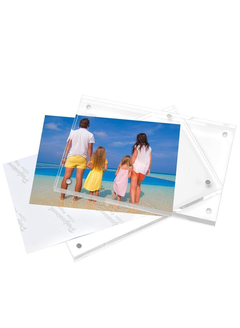 Acrylic Picture Frame, Clear Double Sided Magnetic Picture Frameless Desktop Display Photo Frame with Stand Best Gift for Family, Baby, Friend 6 x 4
