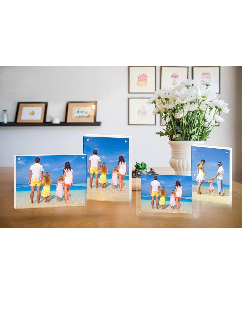 Acrylic Picture Frame, Clear Double Sided Magnetic Picture Frameless Desktop Display Photo Frame with Stand Best Gift for Family, Baby, Friend 6 x 4