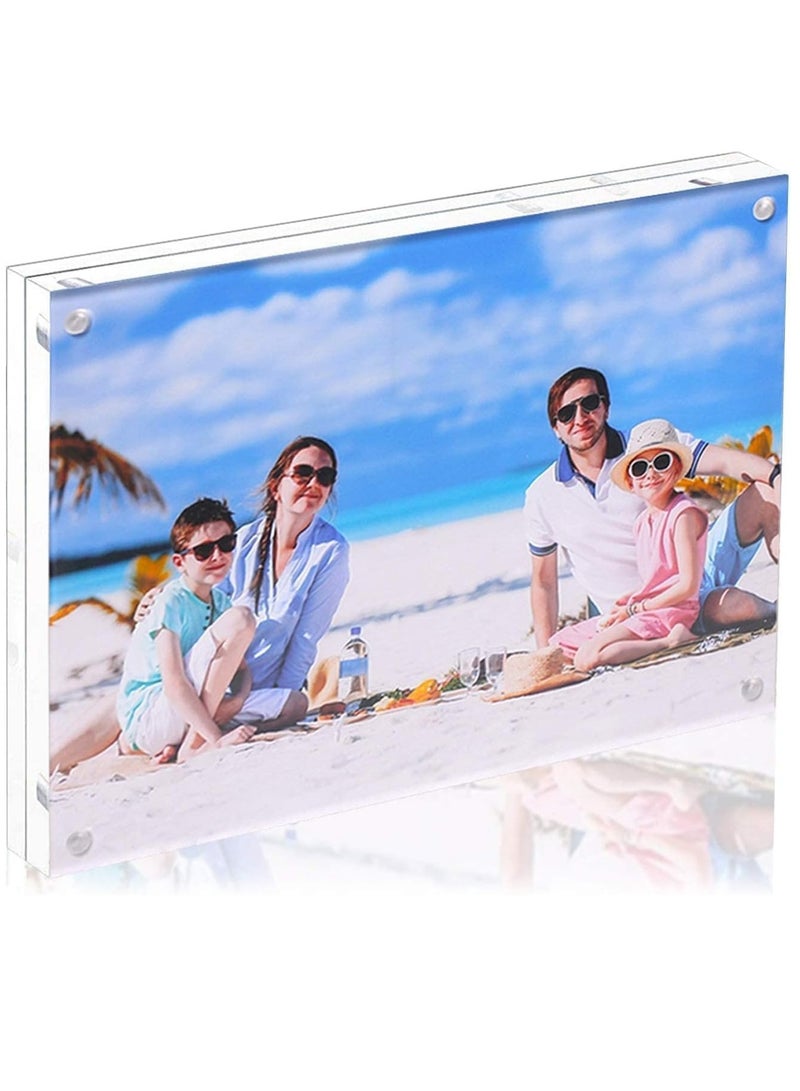 Acrylic Picture Frame, Clear Double Sided Magnetic Picture Frameless Desktop Display Photo Frame with Stand Best Gift for Family, Baby, Friend 6 x 4