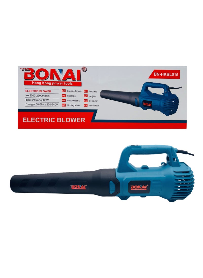 BONAI Electric Blower, 4500W Power, 5000-22000 RPM, 220-240V, Heavy Duty Portable Leaf and Dust Blower for Outdoor and Indoor Use, BN-HKBL015