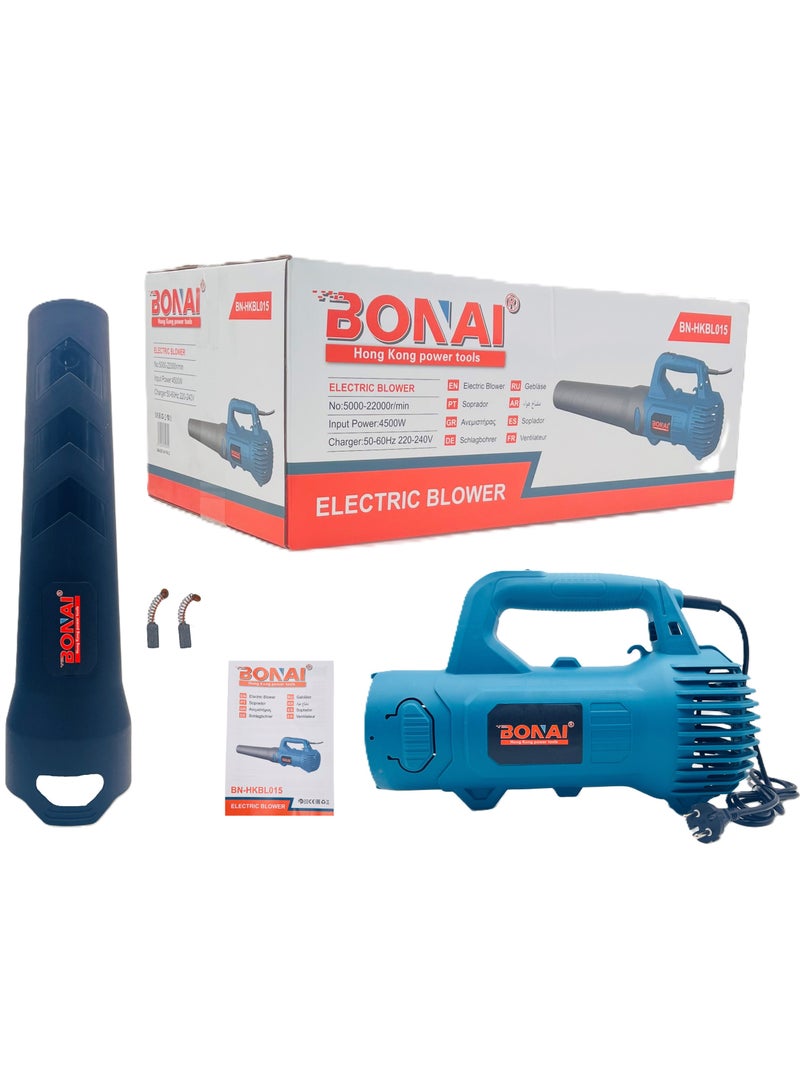 BONAI Electric Blower, 4500W Power, 5000-22000 RPM, 220-240V, Heavy Duty Portable Leaf and Dust Blower for Outdoor and Indoor Use, BN-HKBL015