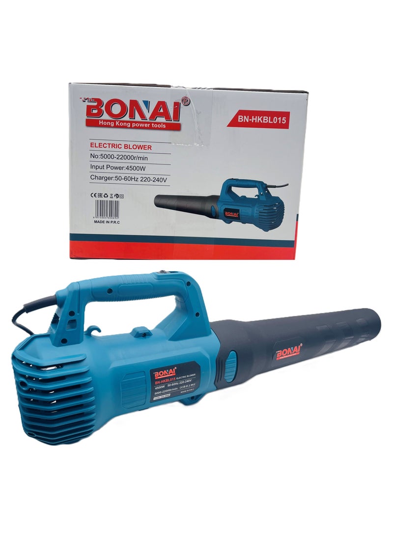 BONAI Electric Blower, 4500W Power, 5000-22000 RPM, 220-240V, Heavy Duty Portable Leaf and Dust Blower for Outdoor and Indoor Use, BN-HKBL015