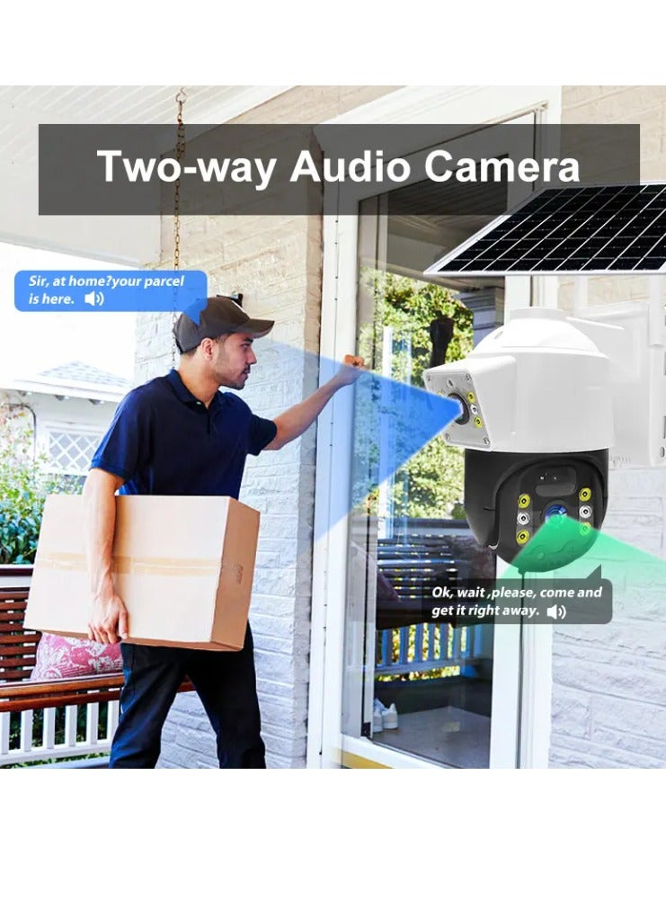 Outdoor 8MP 4g Solar Powered Camera Dual lens Battery WIFI /4G IP Wifi Wireless PTZ Solar Cctv Camera 4g Sim Crad
