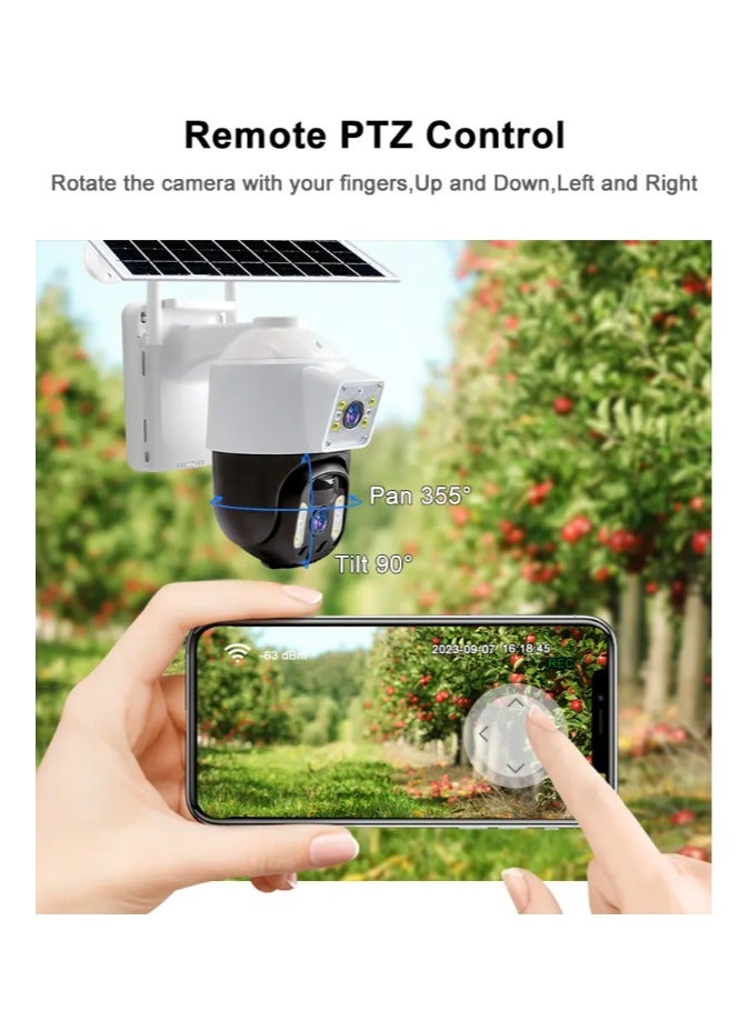 Outdoor 8MP 4g Solar Powered Camera Dual lens Battery WIFI /4G IP Wifi Wireless PTZ Solar Cctv Camera 4g Sim Crad