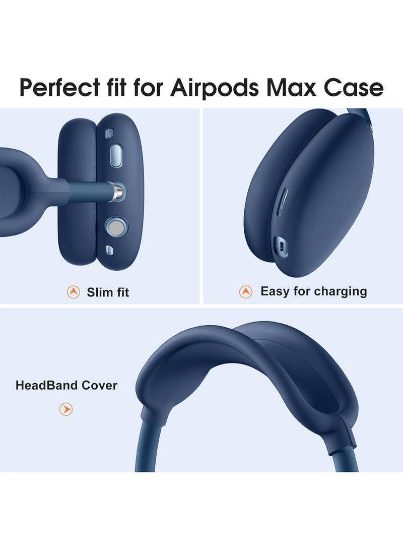 Suitable for Airpods Max Protective Cover Apple Max Earphone Shell Solid Color Silicone Soft Shell Earphone Cover Three-Piece Set