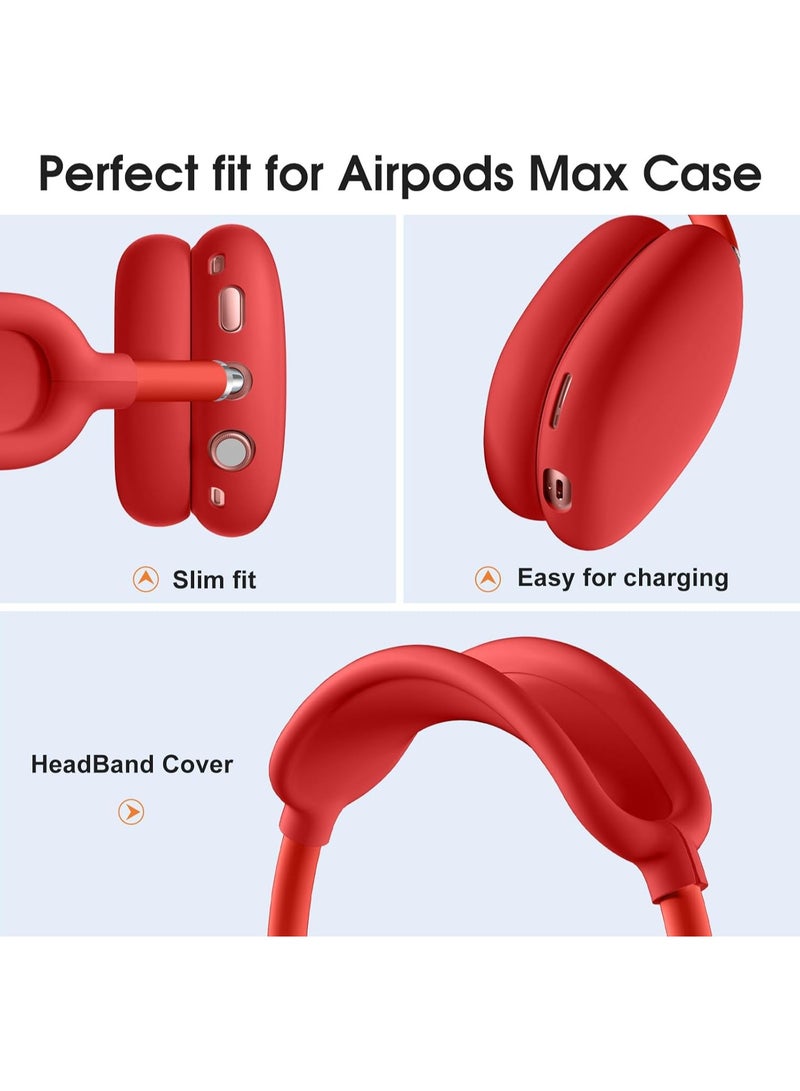 Suitable for Airpods Max Protective Cover Apple Max Earphone Shell Solid Color Silicone Soft Shell Earphone Cover Three-Piece Set