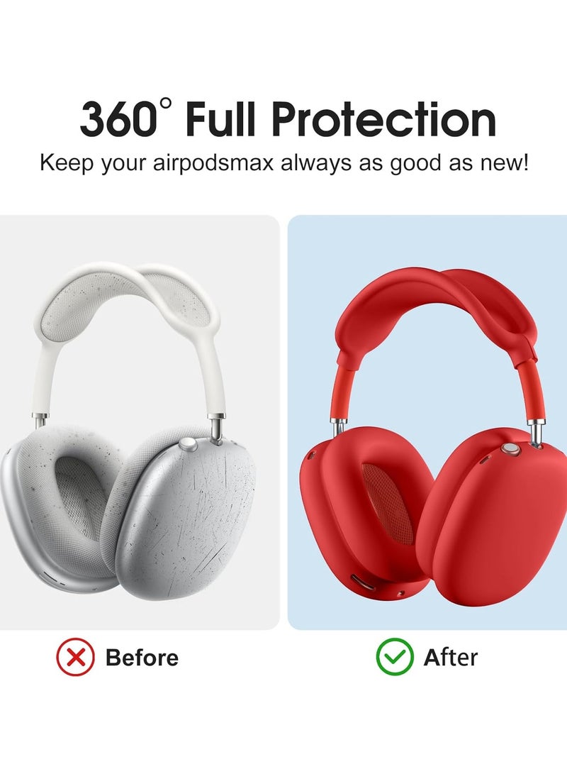 Suitable for Airpods Max Protective Cover Apple Max Earphone Shell Solid Color Silicone Soft Shell Earphone Cover Three-Piece Set