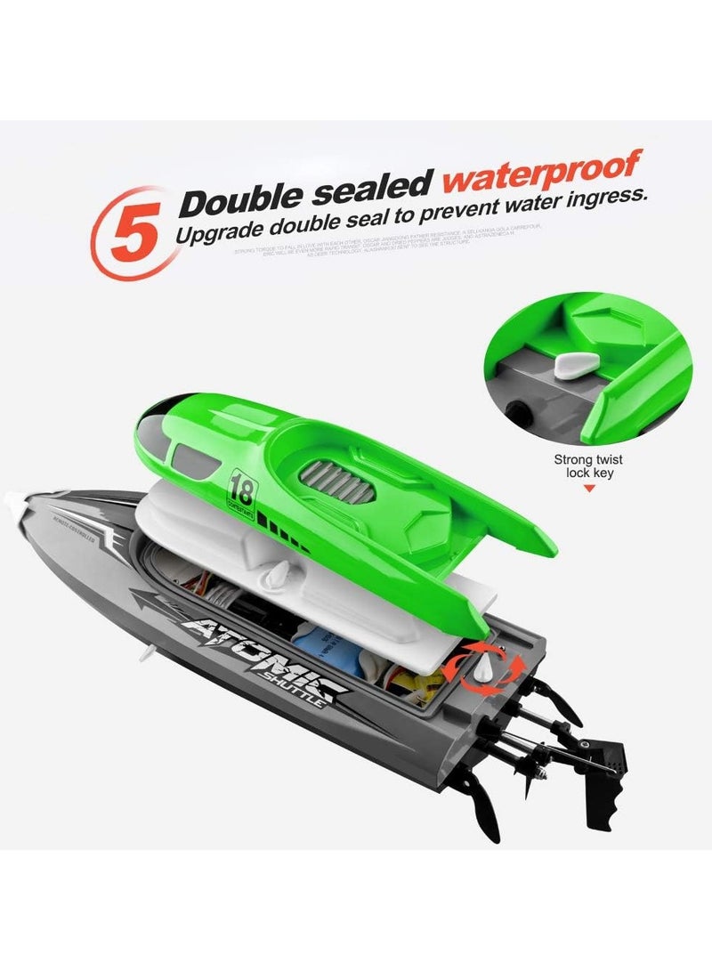 Remote Control Boat Remote Control Boat 30KM/H High Speed IPV7 Waterproof 2.4GHz 4 Channel Racing Boat for Kids Adults