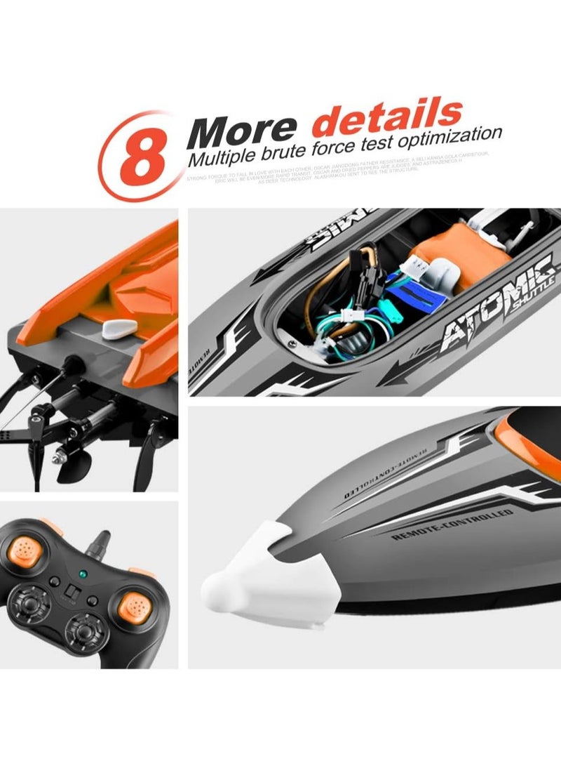 Remote Control Boat Remote Control Boat 30KM/H High Speed IPV7 Waterproof 2.4GHz 4 Channel Racing Boat for Kids Adults 2 Batteries