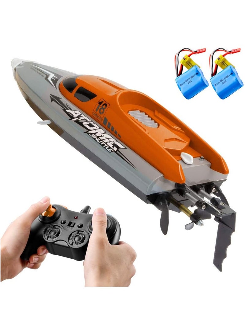 Remote Control Boat Remote Control Boat 30KM/H High Speed IPV7 Waterproof 2.4GHz 4 Channel Racing Boat for Kids Adults 2 Batteries