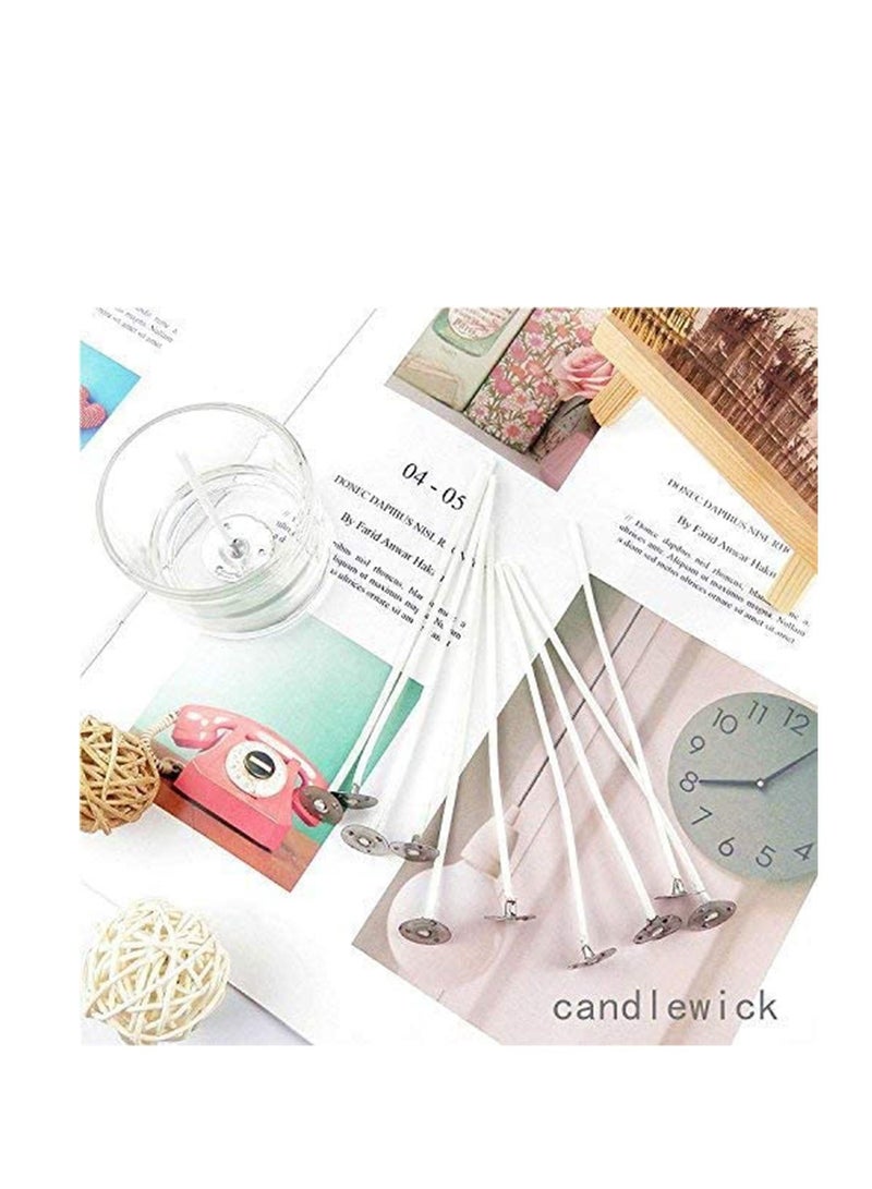 Candle Wick, Butter Wick, Wax Wire Natural Candle Wicks with Tabs 100pcs 100% Natural Cotton Core Low Smoke Pre-Waxed for Candle Making, Pre Waxed Wicks for Scented Candle Making 6-Inch