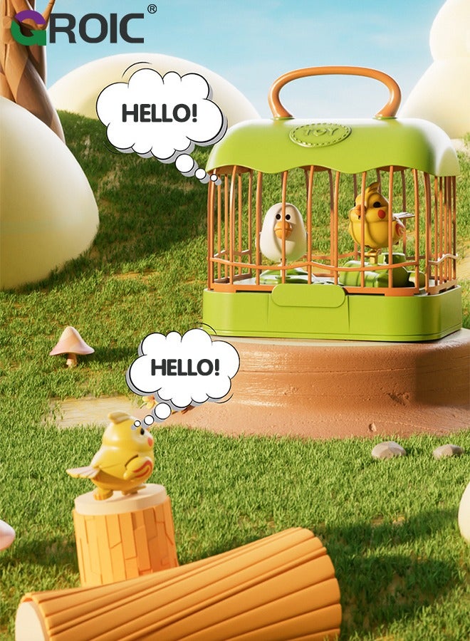 Mini Birdcage Toddler Toys, Mini Voice-Activated Birds Birdcage Toys Singing & Talking Birds Repeat What You Said, Chirping Fluttering Interactive Toy Electronic Pet Animals for Babies Kids