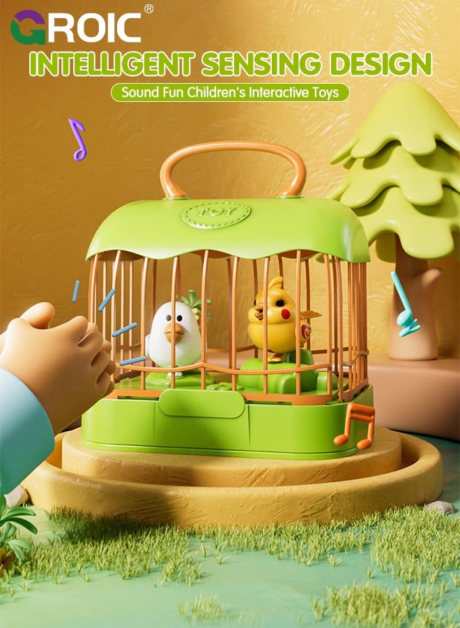 Mini Birdcage Toddler Toys, Mini Voice-Activated Birds Birdcage Toys Singing & Talking Birds Repeat What You Said, Chirping Fluttering Interactive Toy Electronic Pet Animals for Babies Kids