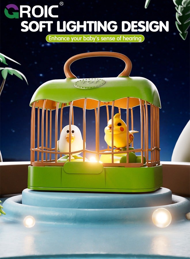 Mini Birdcage Toddler Toys, Mini Voice-Activated Birds Birdcage Toys Singing & Talking Birds Repeat What You Said, Chirping Fluttering Interactive Toy Electronic Pet Animals for Babies Kids