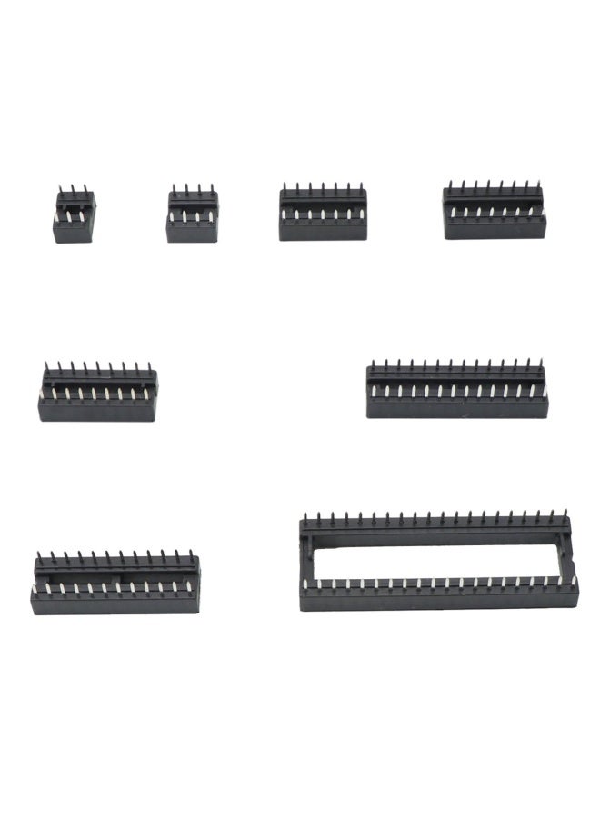 Zovfam  120Pcs 2.54mm Pitch Dual Row DIP IC Sockets Solder Type Adaptor Assortment Kit -6 8 14 16 18 24 28 40 Pin IC Socket
