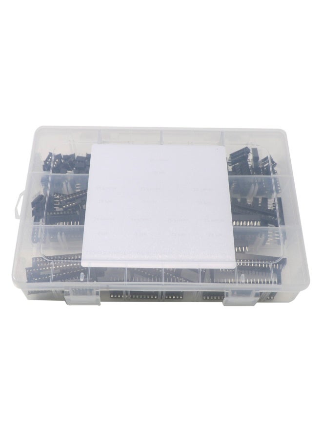 Zovfam  120Pcs 2.54mm Pitch Dual Row DIP IC Sockets Solder Type Adaptor Assortment Kit -6 8 14 16 18 24 28 40 Pin IC Socket