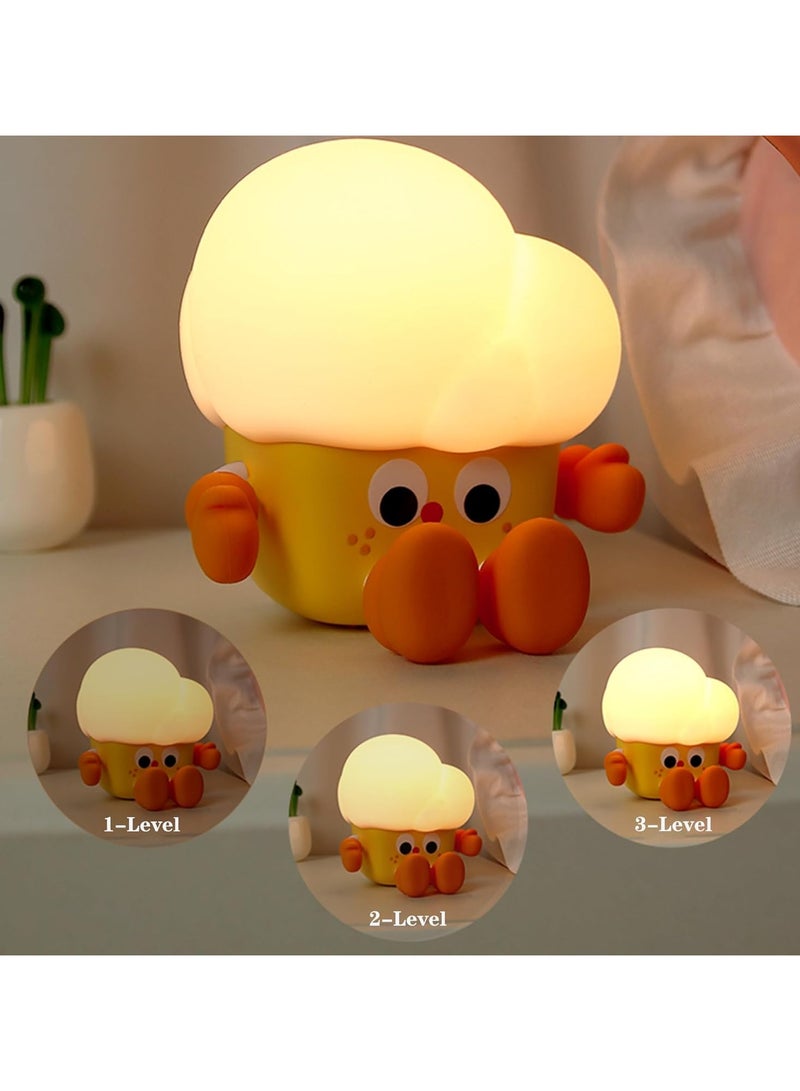 Popcorn Night Light for Kids, Nursery Night Lights with Battery, 3-Level Dimmable Lamp,Room Decor, USB Rechargeable, Cute LED Xmas Gifts for Baby, Children, Toddlers, Teen Girls