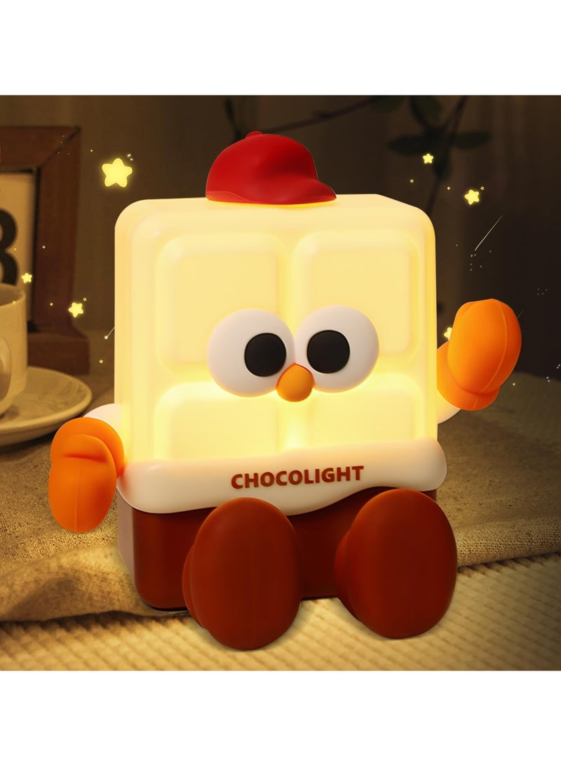 Cute Chocolate Night Light for Kids, 3 Level Dimmable Nursery Nightlight, Food Grade Silicone Cute Lamp with 30 Min Timer, Rechargeable Touch Lamp for Breastfeeding Toddler Baby