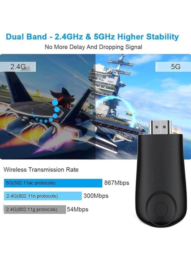 Wireless HDMI Transmitter and Receiver, Wireless HDMI Display Adapter, 1080P HDMI Screen Mirroring Adapter Streaming Client for i-Phone/i-Pad/Android/iOS/Windows/PC to HD TV/Monitor/Projector