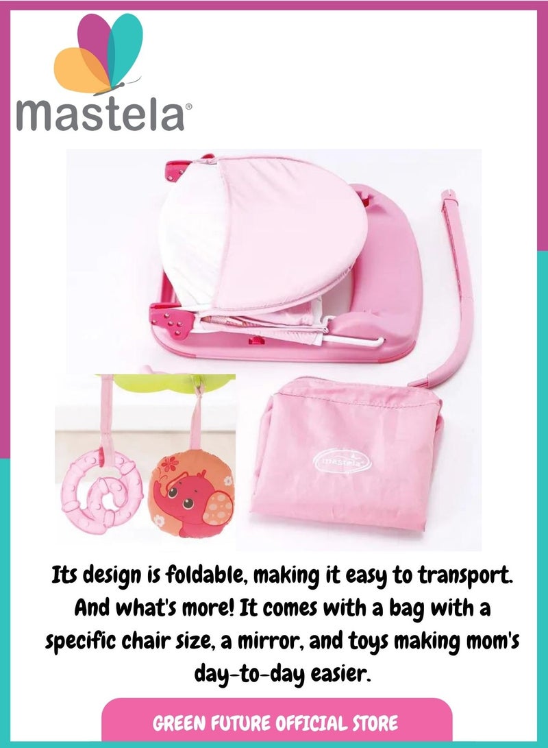 Baby Bath Seat Chair With Hanging Toys, Foldable And Portable, 2 Backrest Positions