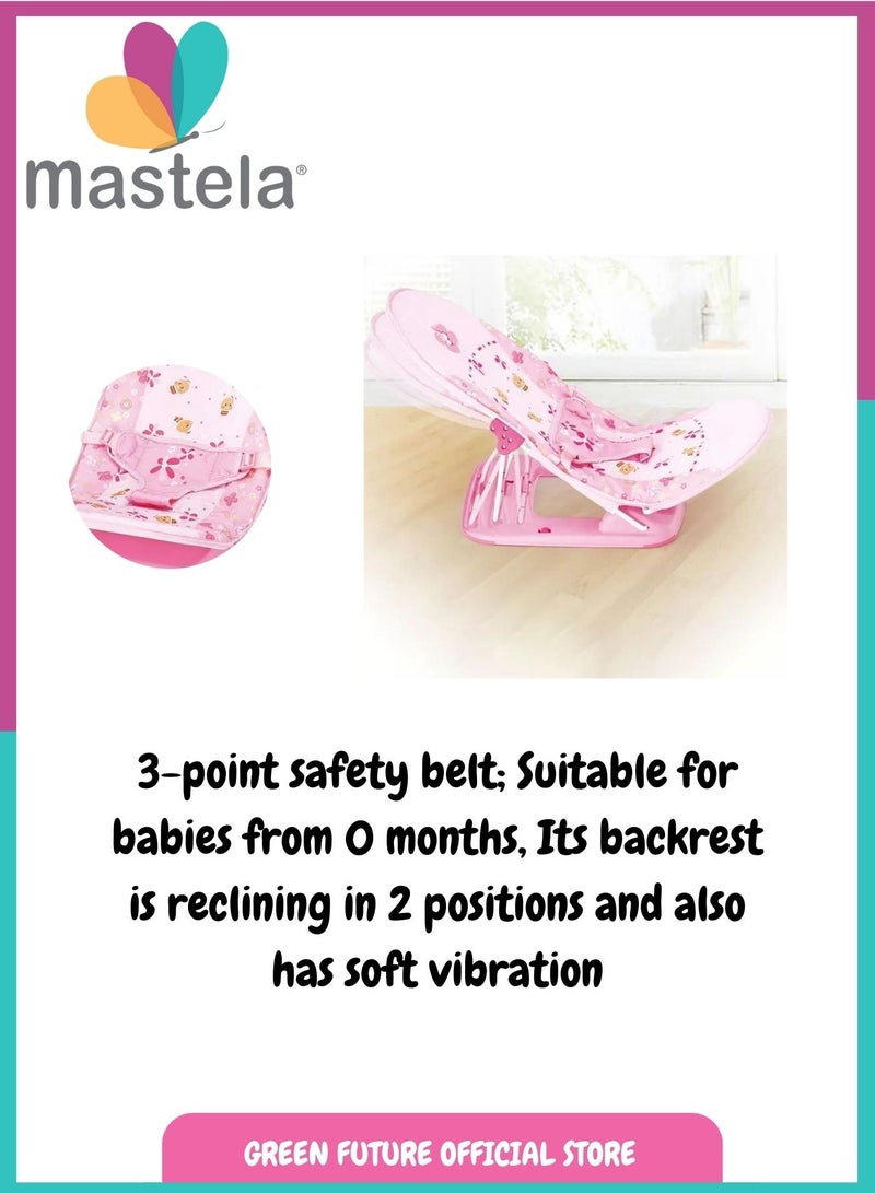 Baby Bath Chair - Adjustable, Non-Slip Foldable Baby Bather with Toy Bar and Safety Harness for Infants and Toddlers, Easy to Clean