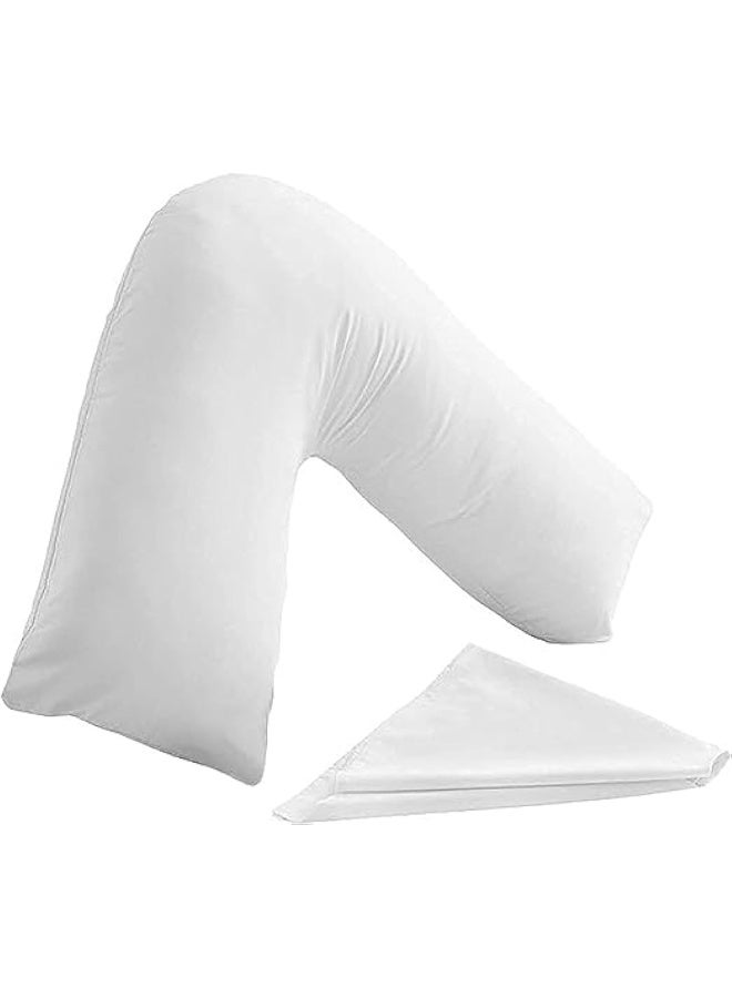 Somer Field - Soft Comfortable V Pillow + FREE Pillowcase, For Support During & After Pregnancy, For Extra Cushioning Support Can Also Be Used For Neck Head & Back, Best Buy - White