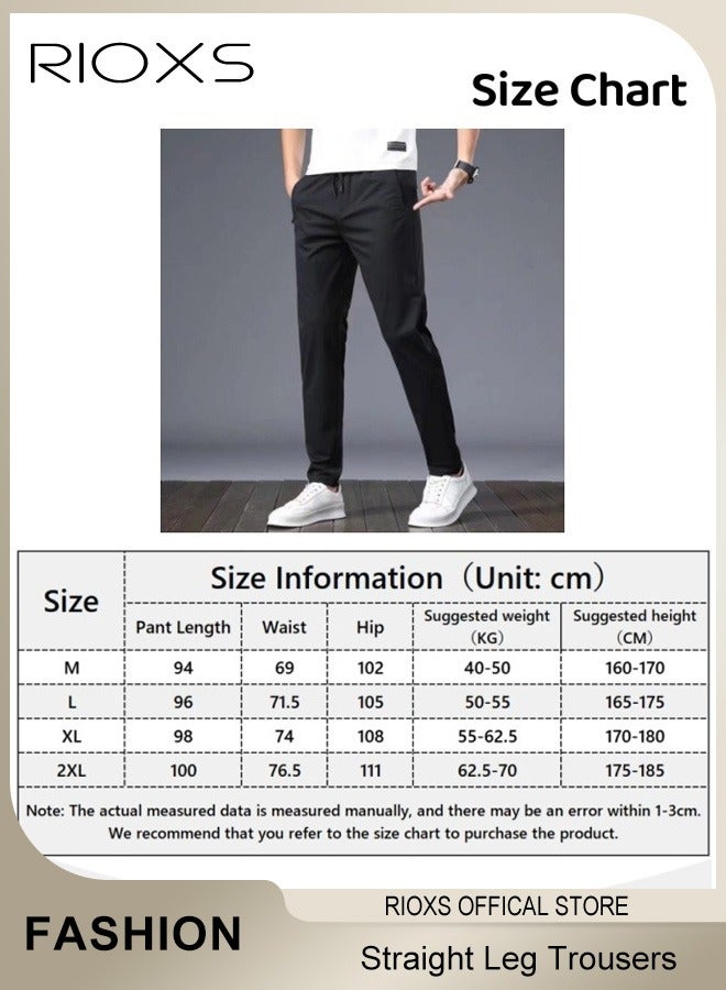 Mens Sports Pants, Drawstring Elastic Waist Casual Straight Leg Trousers, Slim Fit Pants With Two Side Pockets, Quick Dry Men's Sweatpants, Running Workout Athletic Gym Joggers Trousers