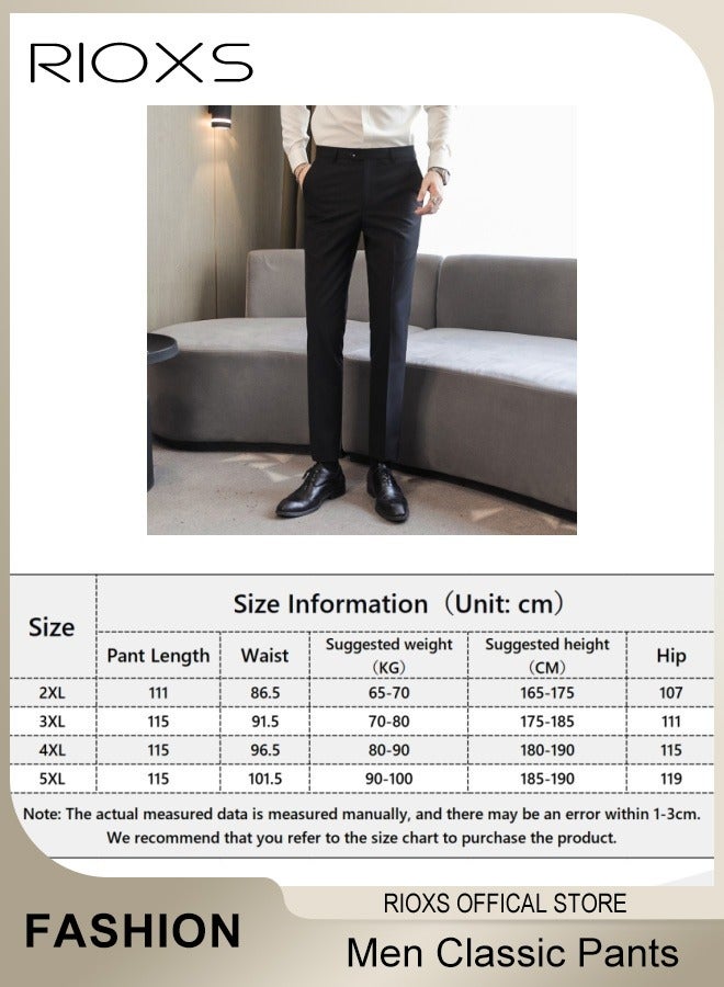 Men's Slim Fit Stretch Suit Pant,Comfy Trousers With Pockets,Mens Trendy Straight Leg Dress Pants,Regular Fit Pants For Office/Daily Casual/Gathering/Meeting/Business