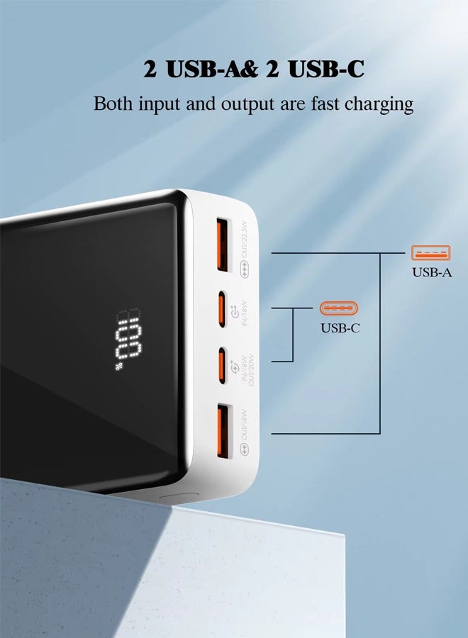 20000mAh 22.5W Fast charging Power Bank Laptop Charger Portable With 2 USB-C And 1 USB-A Port, Battery Pack For Laptop MacBook, Dell, iPhone 15 Series, Galaxy S24 , iPad,